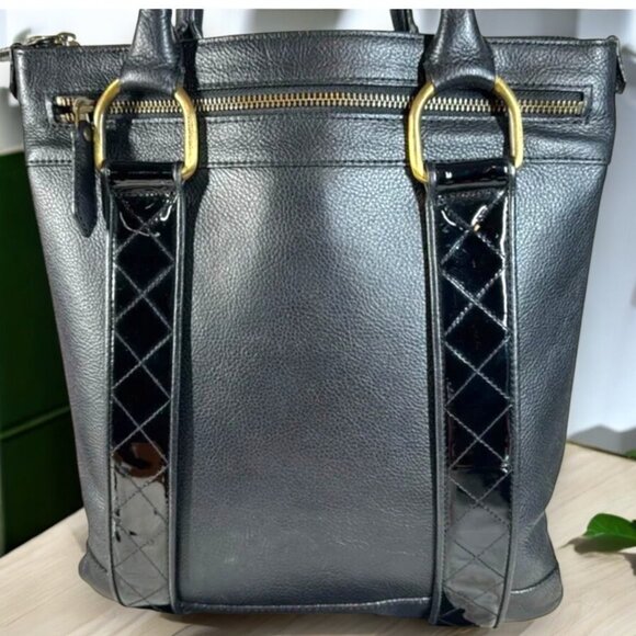 Burberry Leather Patent Accents Tote Shoulder Bag with COA - Picture 1 of 17